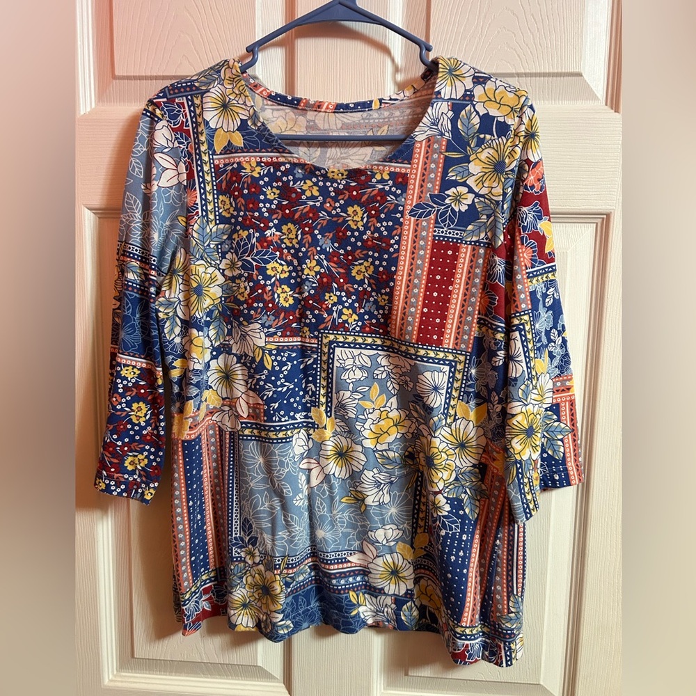 Colorful Floral Patchwork Blouse